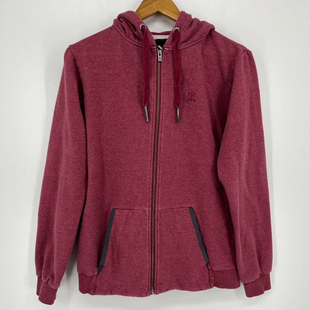 OnePiece Mens Full Zip Hoodie Heathered Burgundy Red Fleece Sweatshirt Size S